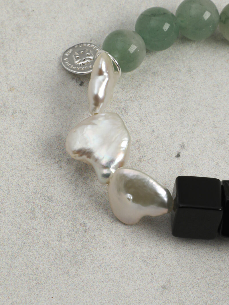 Original detail view of Agate, Aventurine & Cultured Pearl Bracelet