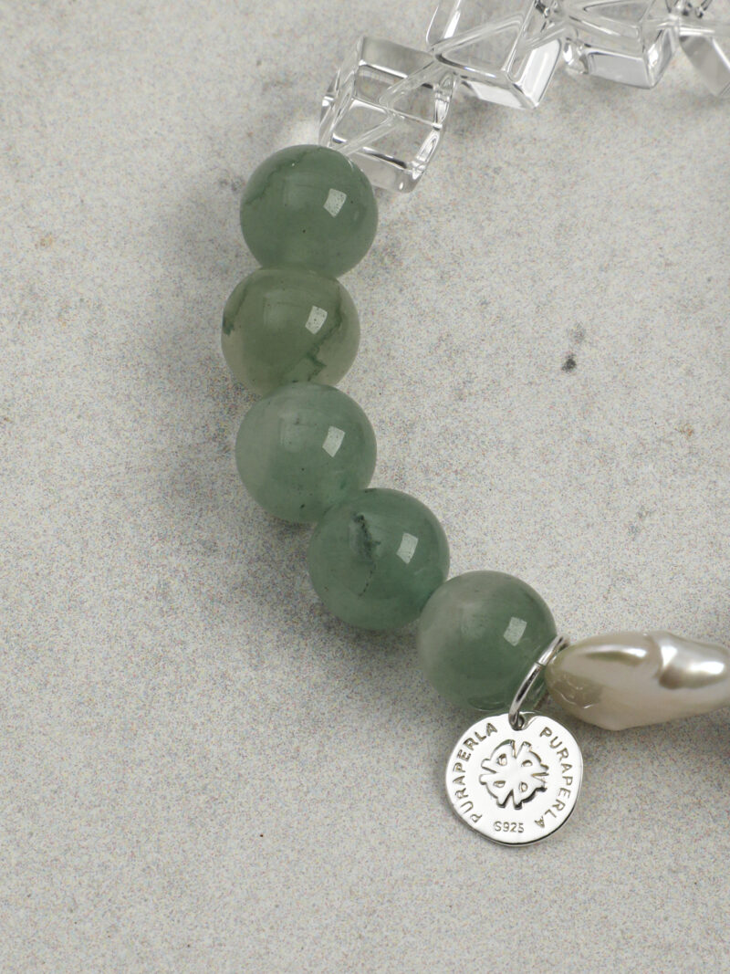 Original detail view of Agate, Aventurine & Cultured Pearl Bracelet