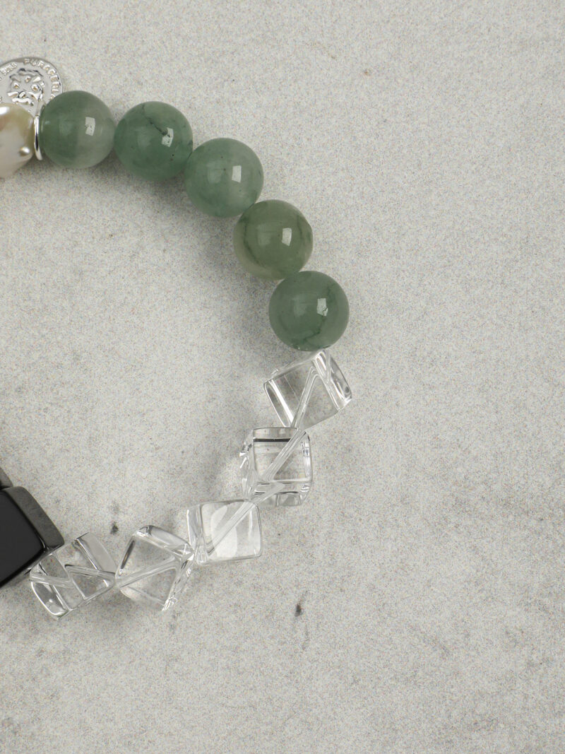 Original detail view of Agate, Aventurine & Cultured Pearl Bracelet