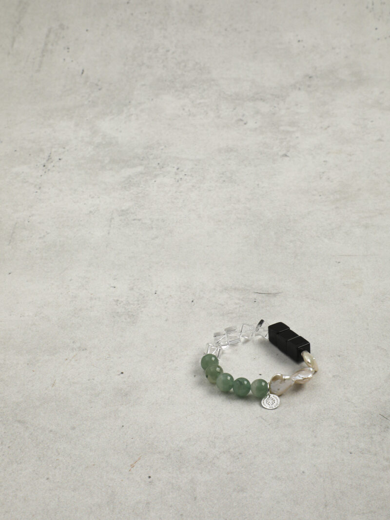 Original detail view of Agate, Aventurine & Cultured Pearl Bracelet