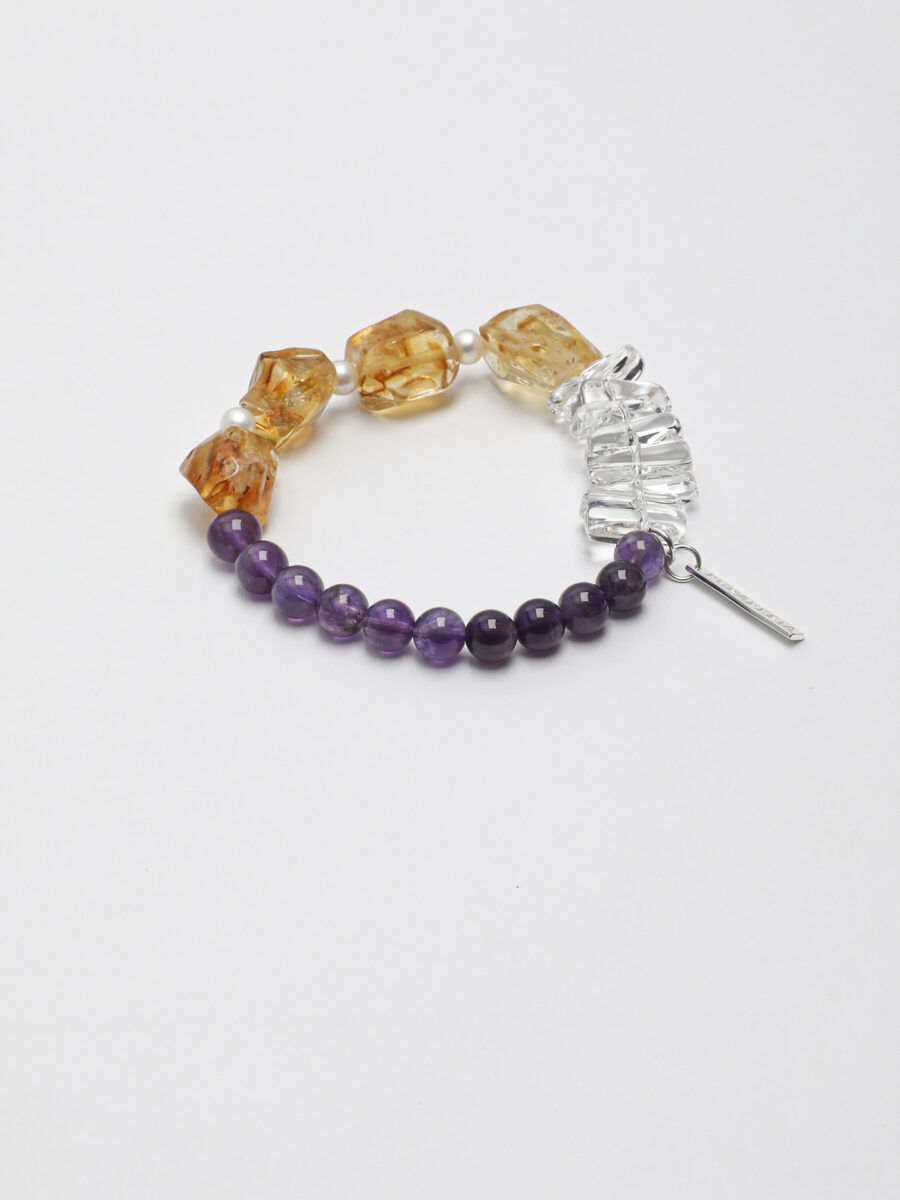 Original detail view of Clear Quartz, Amethyst, Citrine & Pearl Bracelet