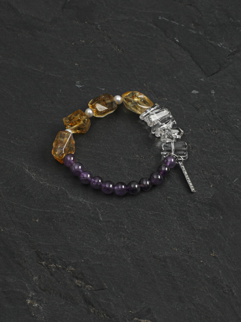 Original detail view of Clear Quartz, Amethyst, Citrine & Cultured Pearl Bracelet