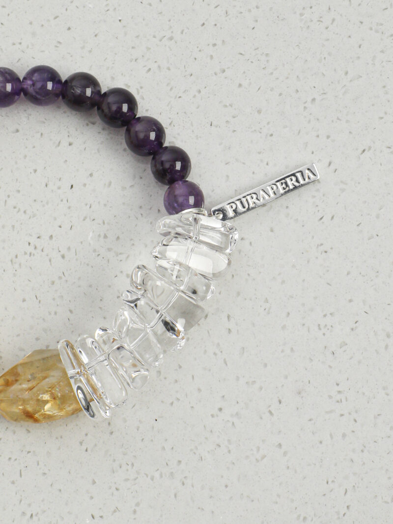 Original detail view of Clear Quartz, Amethyst, Citrine & Cultured Pearl Bracelet