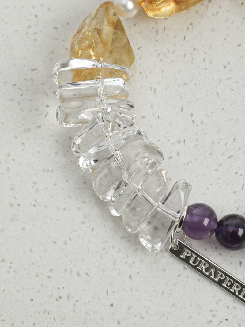 Original detail view of Clear Quartz, Amethyst, Citrine & Cultured Pearl Bracelet
