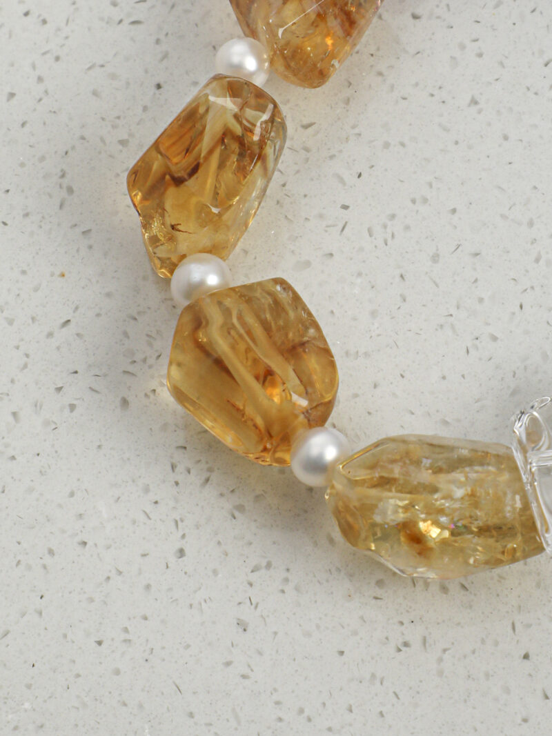 Original detail view of Clear Quartz, Amethyst, Citrine & Cultured Pearl Bracelet