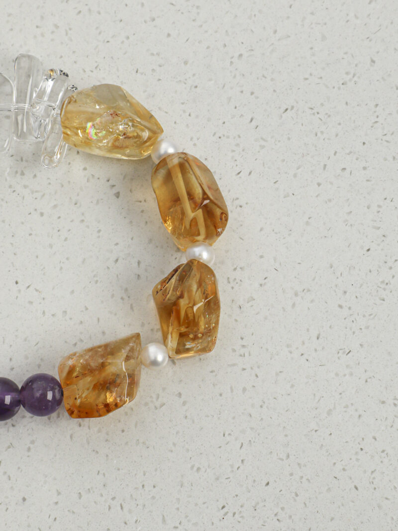Original detail view of Clear Quartz, Amethyst, Citrine & Cultured Pearl Bracelet