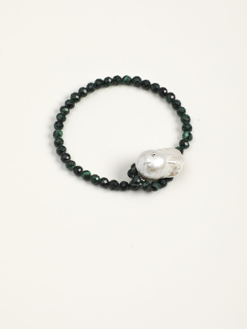 Original detail view of Malachite & Cultured Pearl Bracelet