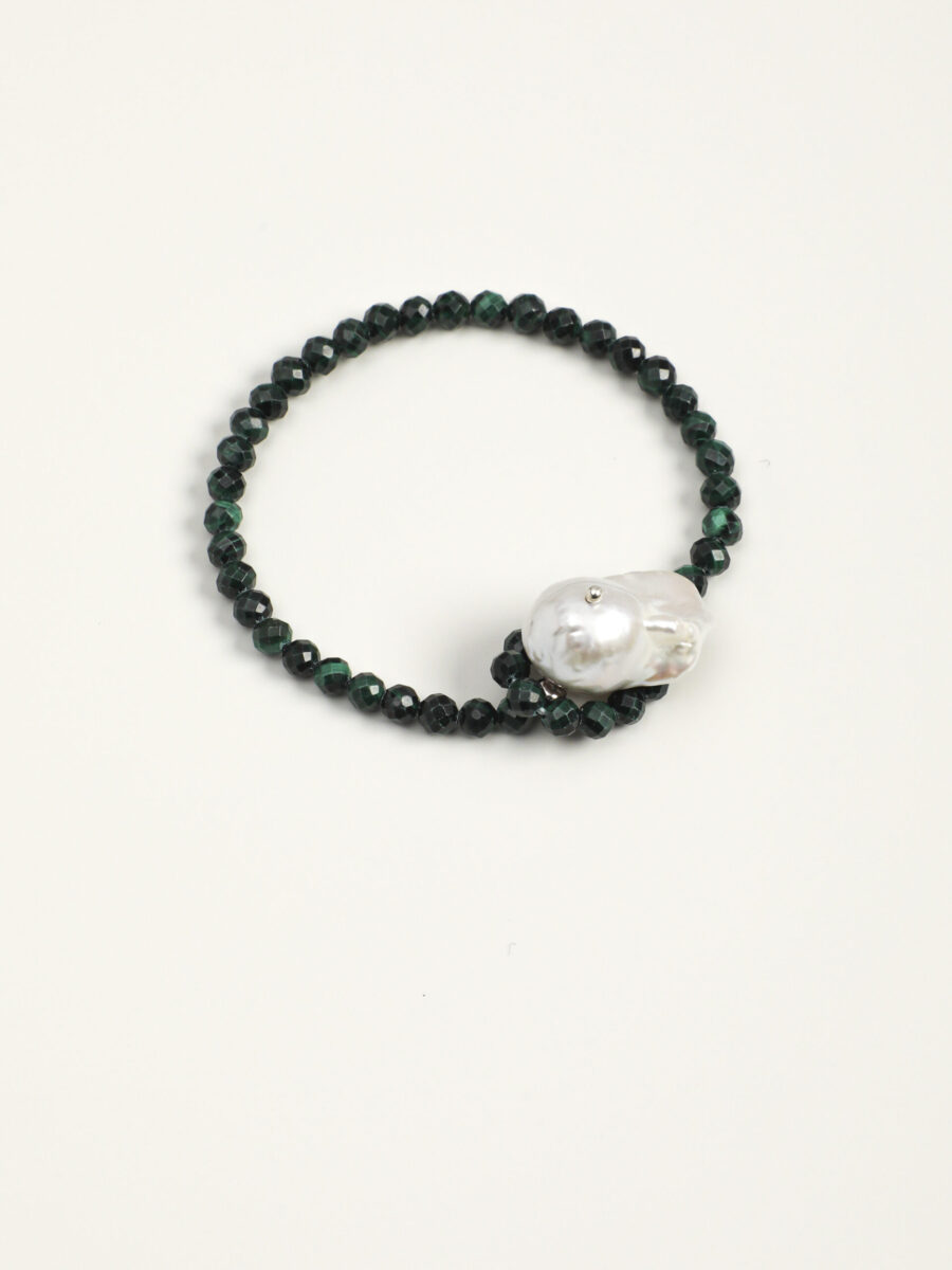 Original detail view of Malachite & Pearl Bracelet