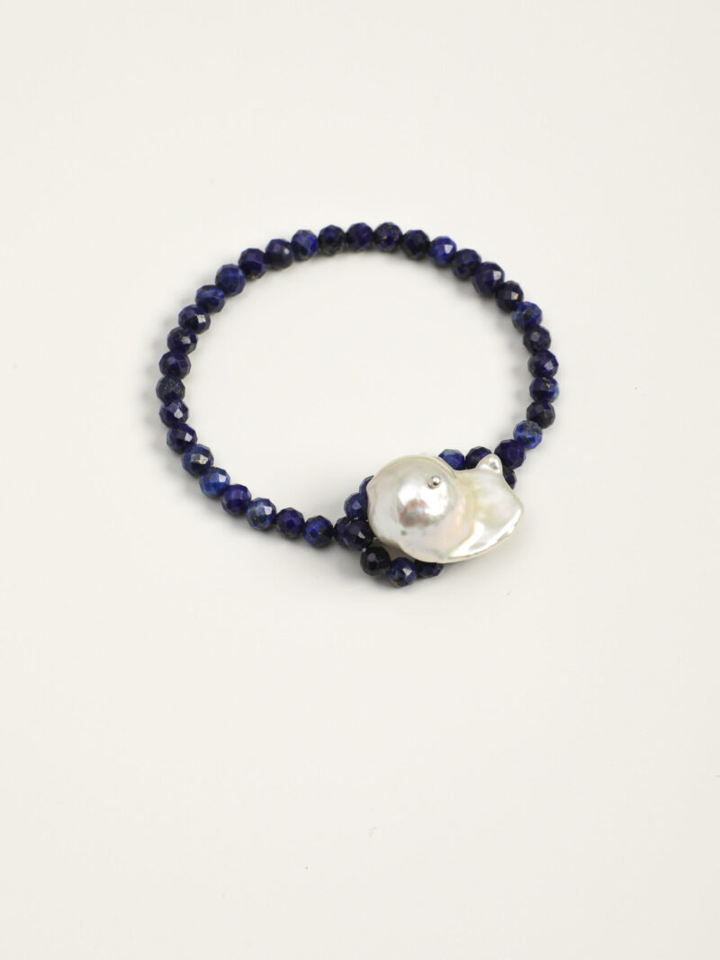 Original detail view of Lapis Lazuli & Cultured Pearl Bracelet
