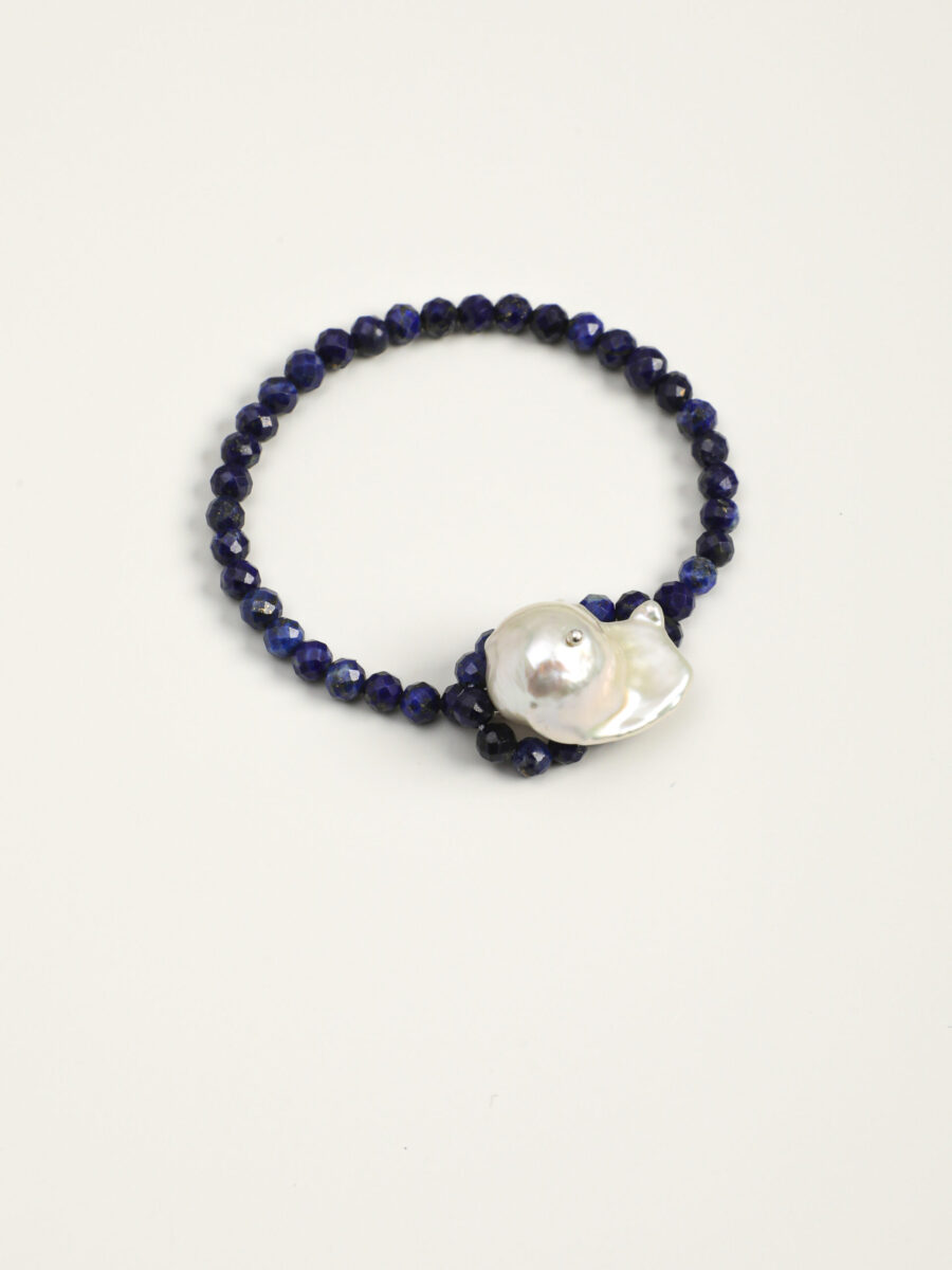 Original detail view of Lapis Lazuli & Pearl Bracelet