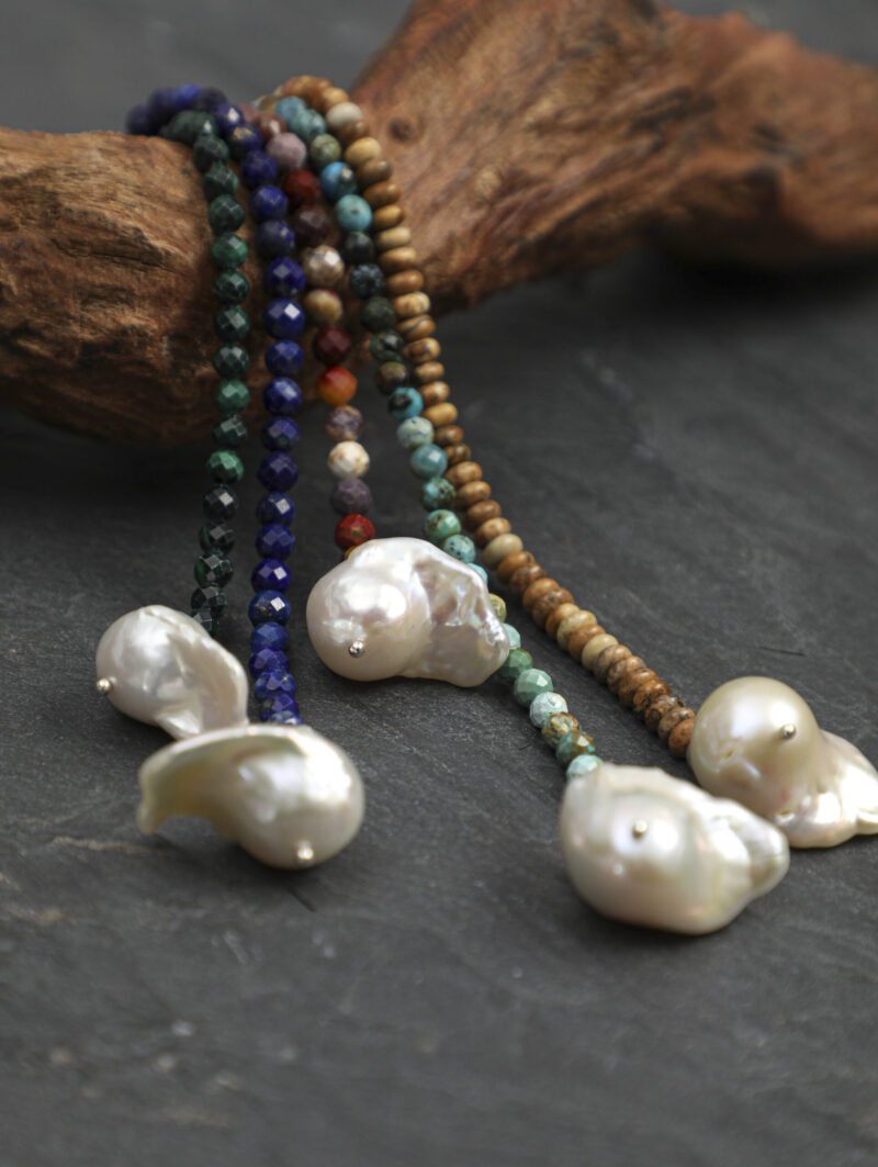 Shared original bracelet photograph for Phoenix Stone & Cultured Pearl Bracelet, Wood-Grain Stone & Cultured Pearl Bracelet, Lapis Lazuli & Cultured Pearl Bracelet, Baroque Cultured Pearl Bracelet, Malachite & Cultured Pearl Bracelet