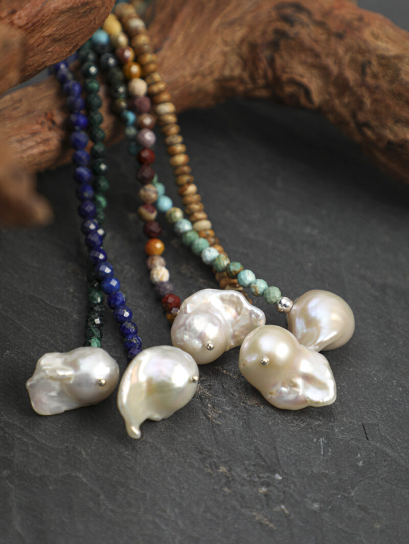 Shared original bracelet photograph for Phoenix Stone & Cultured Pearl Bracelet, Wood-Grain Stone & Cultured Pearl Bracelet, Lapis Lazuli & Cultured Pearl Bracelet, Baroque Cultured Pearl Bracelet, Malachite & Cultured Pearl Bracelet