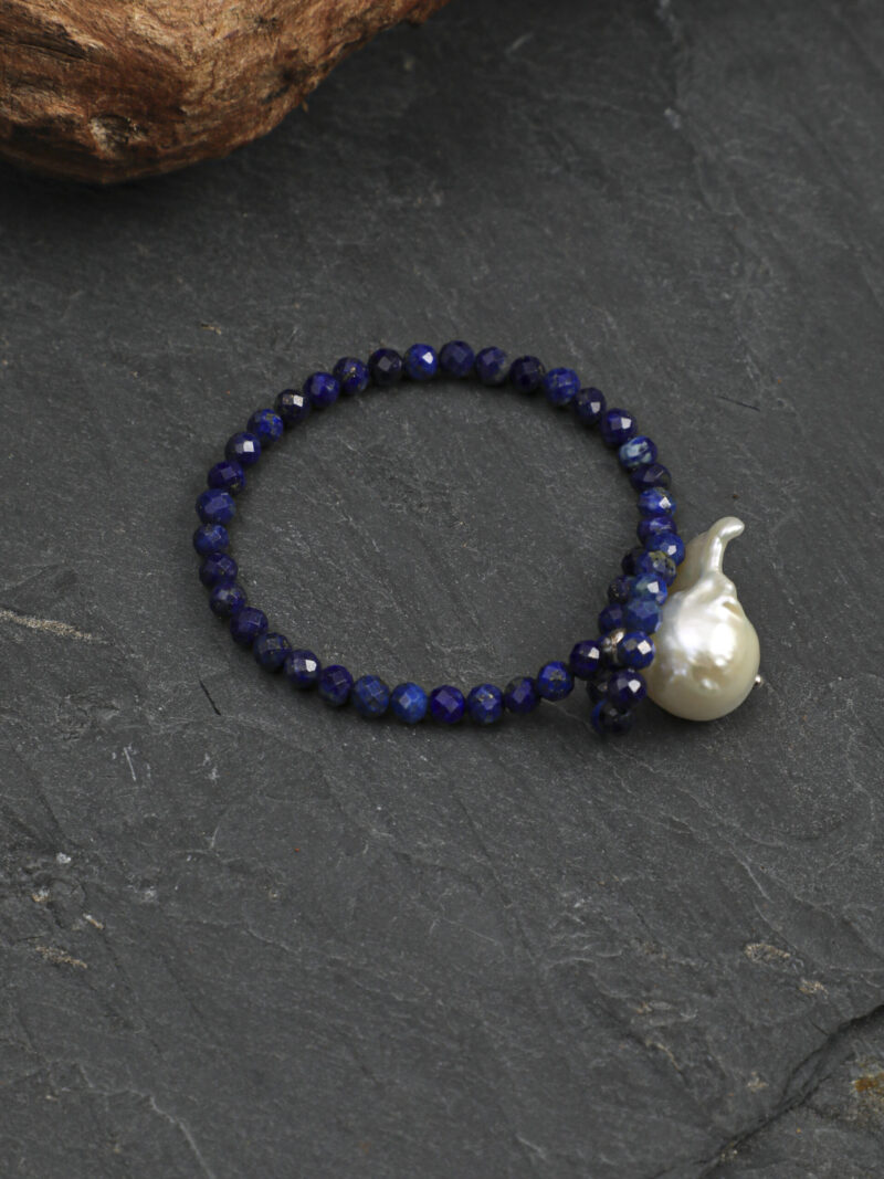 Original detail view of Lapis Lazuli & Cultured Pearl Bracelet