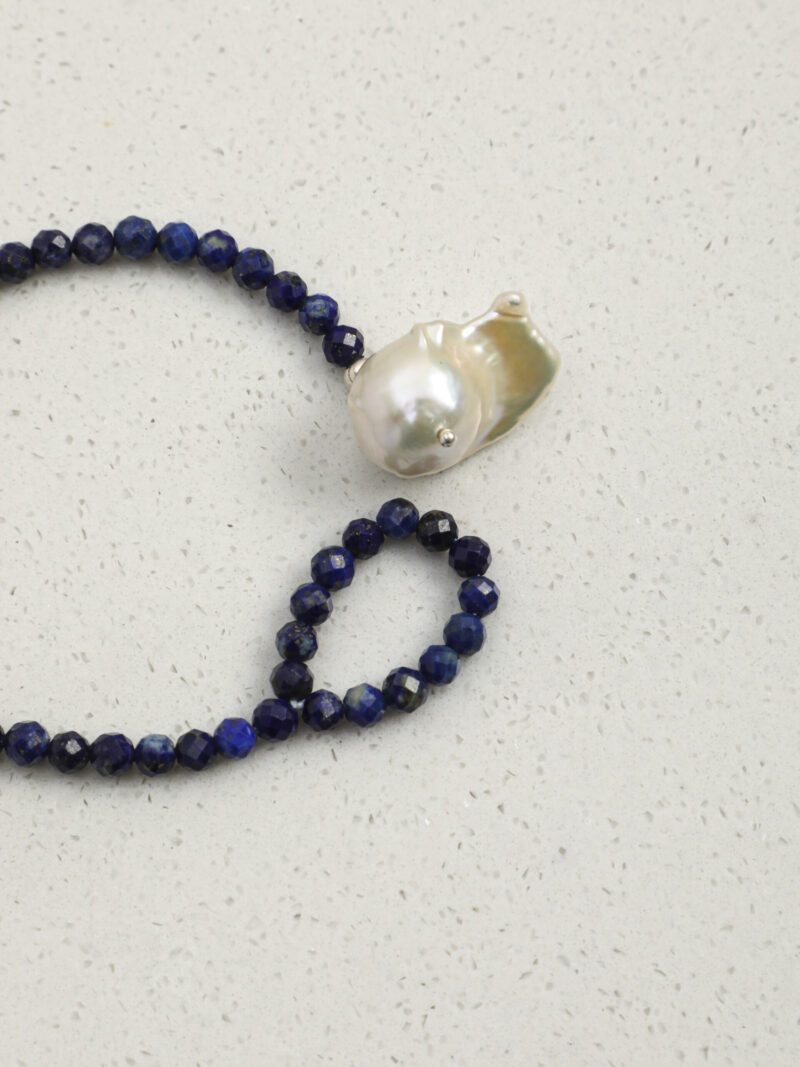 Original detail view of Lapis Lazuli & Cultured Pearl Bracelet