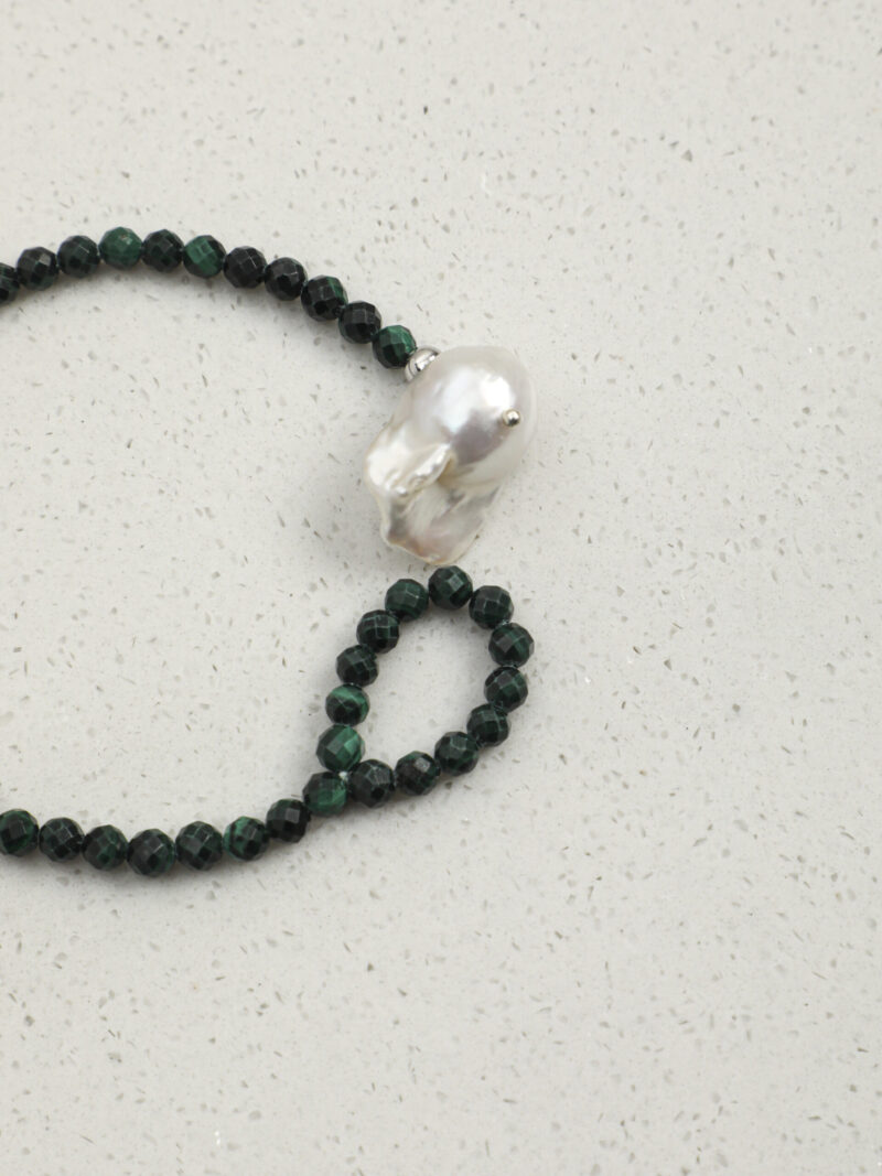 Original detail view of Malachite & Cultured Pearl Bracelet
