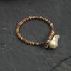 Aura & Qi detail 1J7A6779 (1) Original detail view of Wood-Grain Stone & Cultured Pearl Bracelet