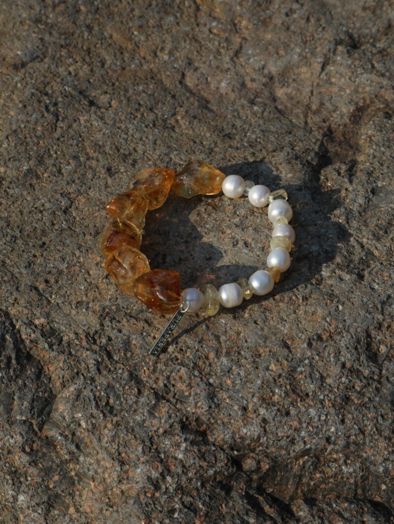 Aura & Qi detail 1J7A9312 Original detail view of Citrine & Cultured Pearl Bracelet
