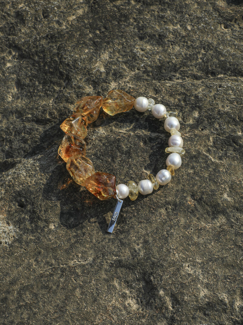 Aura & Qi detail 1J7A9331 Original detail view of Citrine & Cultured Pearl Bracelet