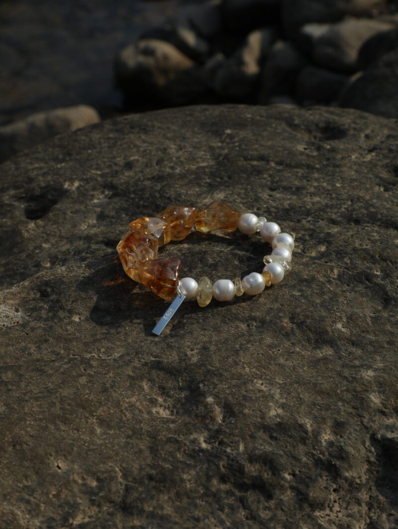 Aura & Qi detail 1J7A9337 Original detail view of Citrine & Cultured Pearl Bracelet