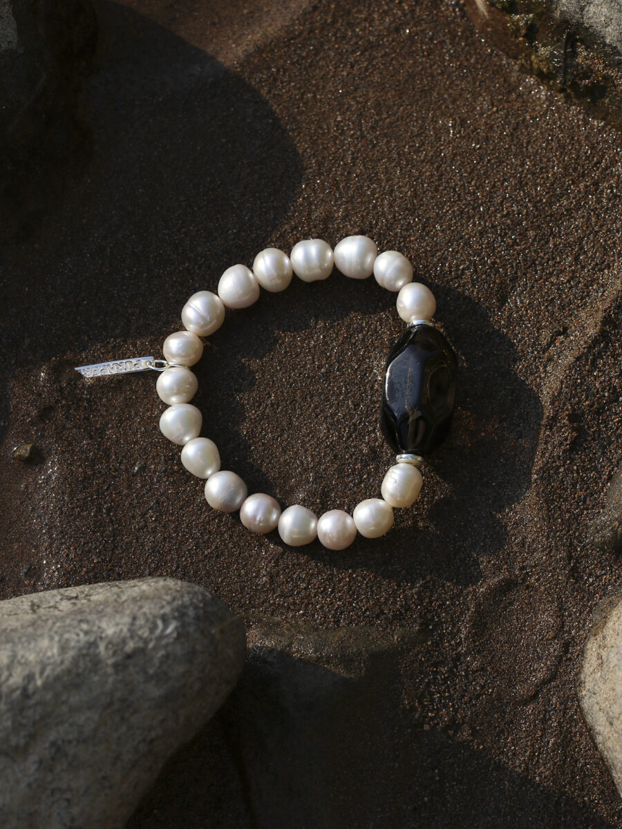 Original detail view of Smoky Quartz & Pearl Bracelet