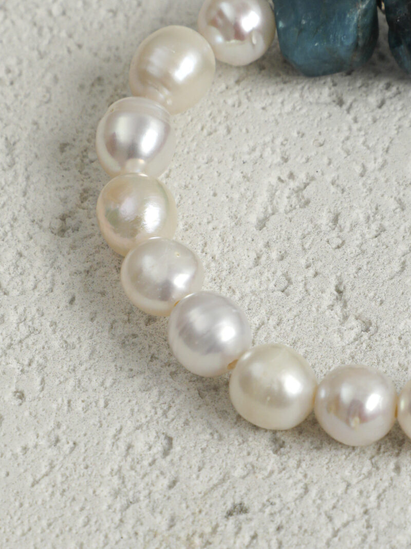 Original detail view of Blue Apatite & Cultured Pearl Bracelet