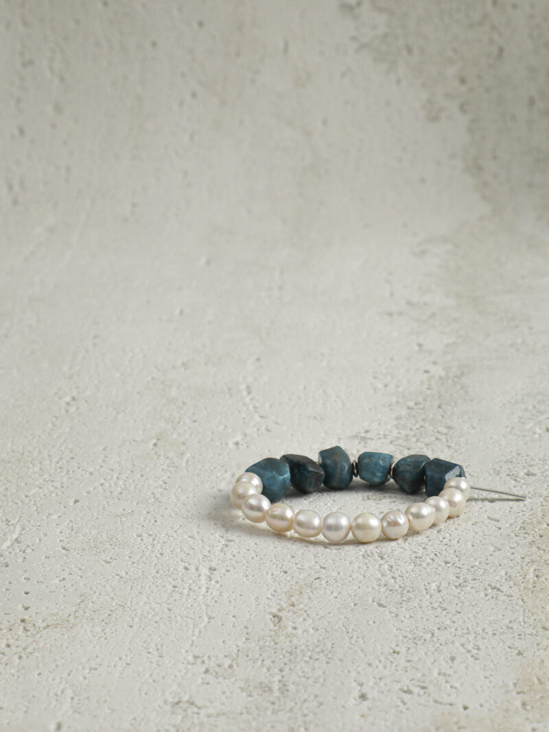 Original detail view of Blue Apatite & Cultured Pearl Bracelet