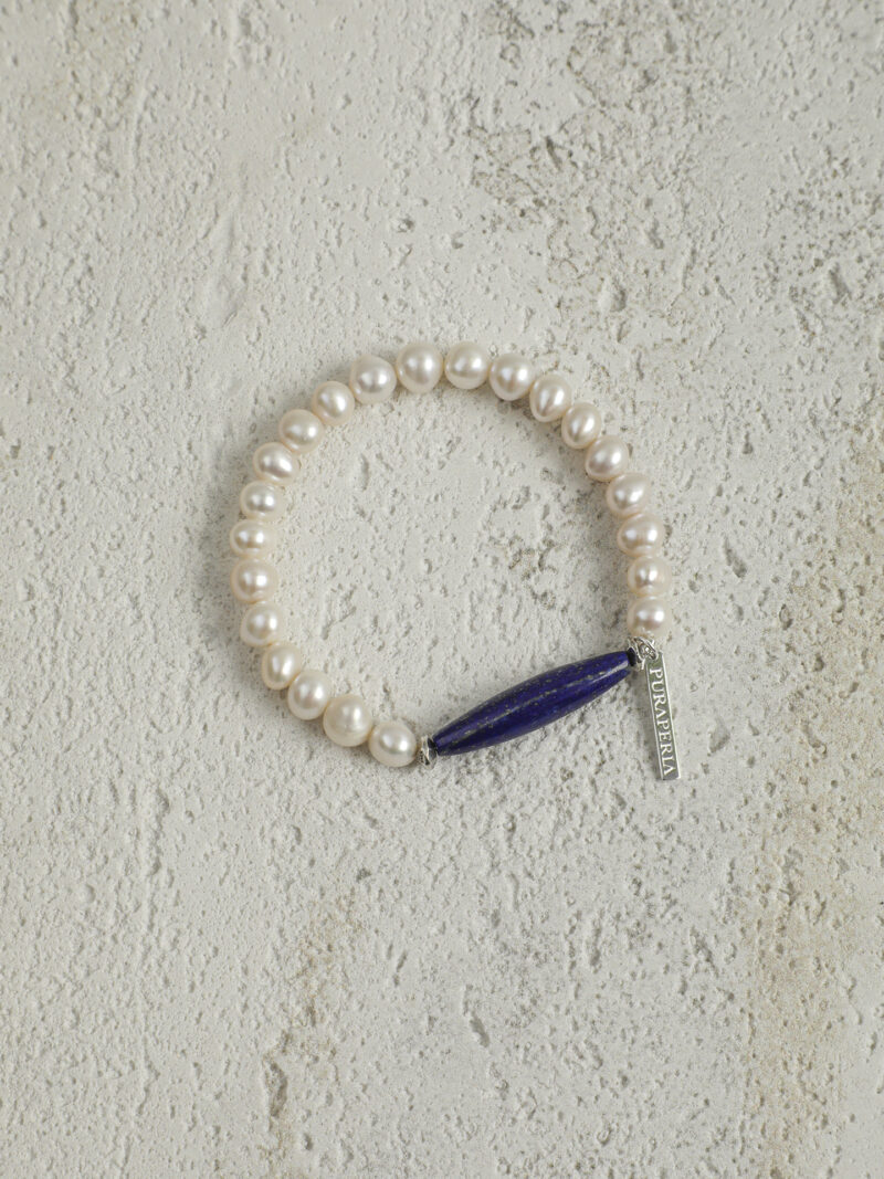 Original detail view of Lapis Lazuli & Cultured Pearl Bracelet
