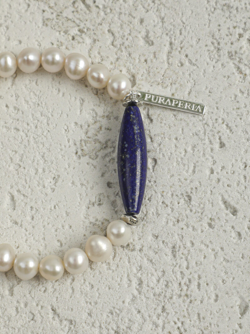 Original detail view of Lapis Lazuli & Cultured Pearl Bracelet