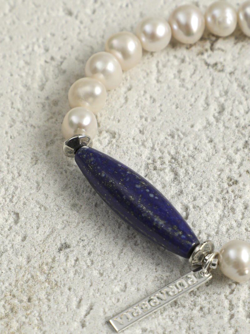 Original detail view of Lapis Lazuli & Cultured Pearl Bracelet