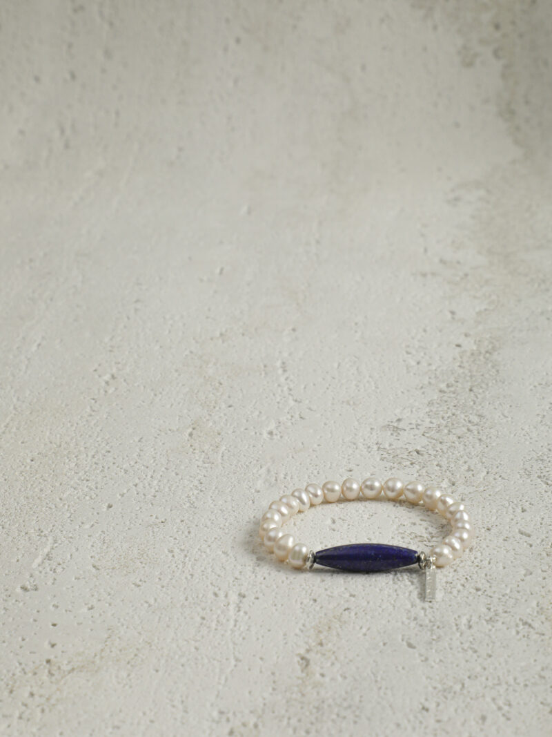 Original detail view of Lapis Lazuli & Cultured Pearl Bracelet