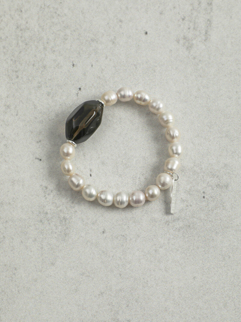 Aura & Qi detail 1J7A9639 (2) Original detail view of Smoky Quartz & Cultured Pearl Bracelet