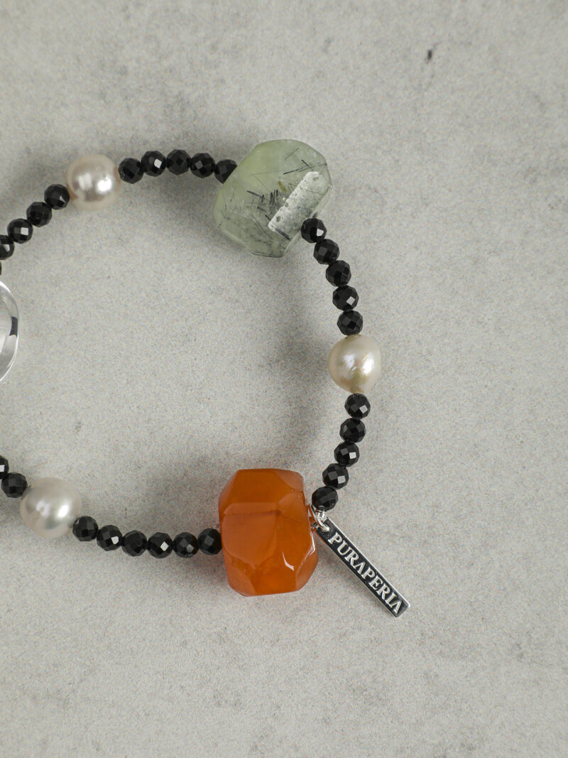 Original detail view of Clear Quartz, Agate, Tourmaline & Cultured Pearl Bracelet