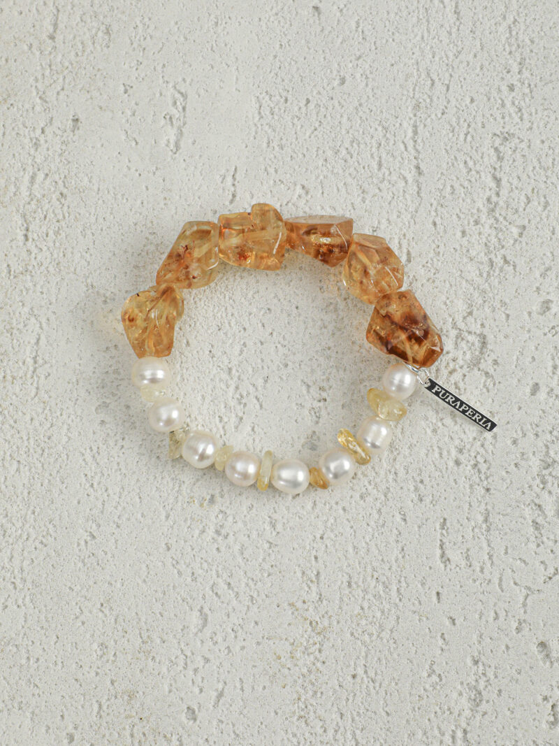 Aura & Qi detail 1J7A9741 Original detail view of Citrine & Cultured Pearl Bracelet