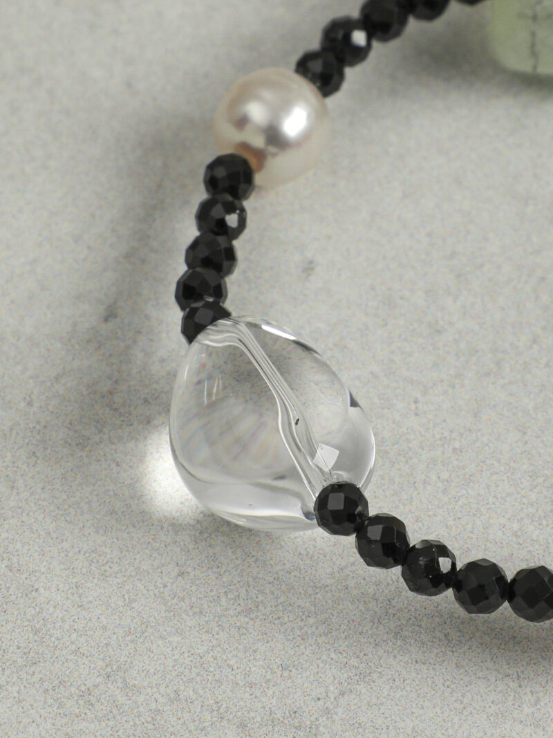Original detail view of Clear Quartz, Agate, Tourmaline & Cultured Pearl Bracelet