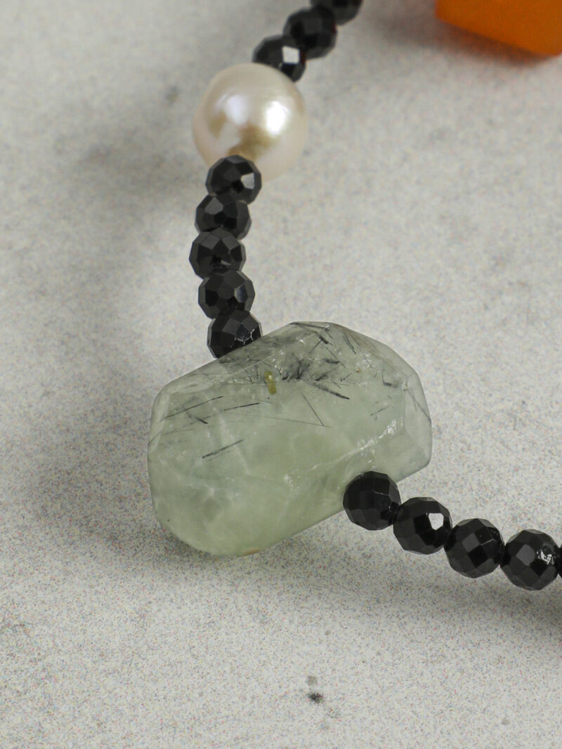 Original detail view of Clear Quartz, Agate, Tourmaline & Cultured Pearl Bracelet