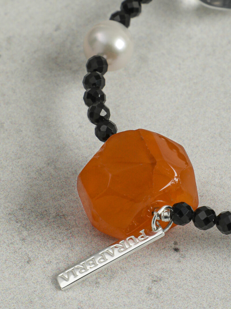 Original detail view of Clear Quartz, Agate, Tourmaline & Cultured Pearl Bracelet