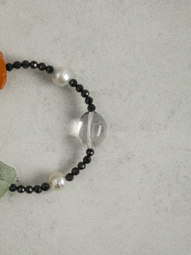 Original detail view of Clear Quartz, Agate, Tourmaline & Cultured Pearl Bracelet