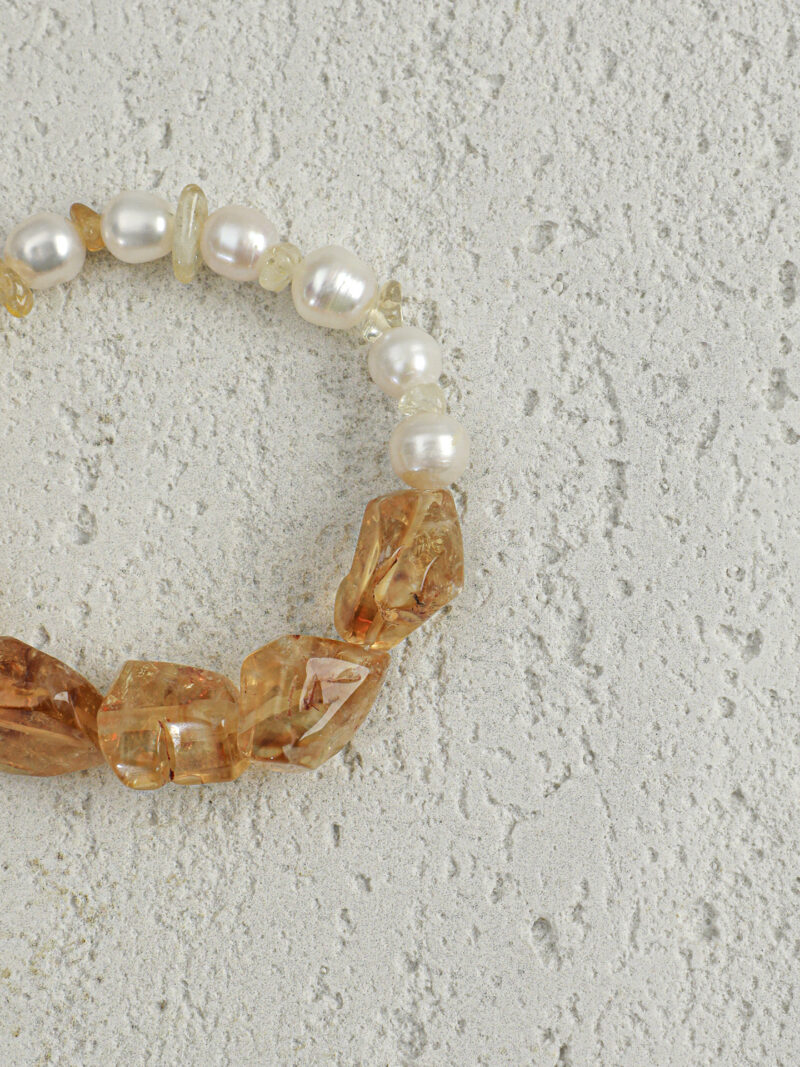 Aura & Qi detail 1J7A9749 Original detail view of Citrine & Cultured Pearl Bracelet