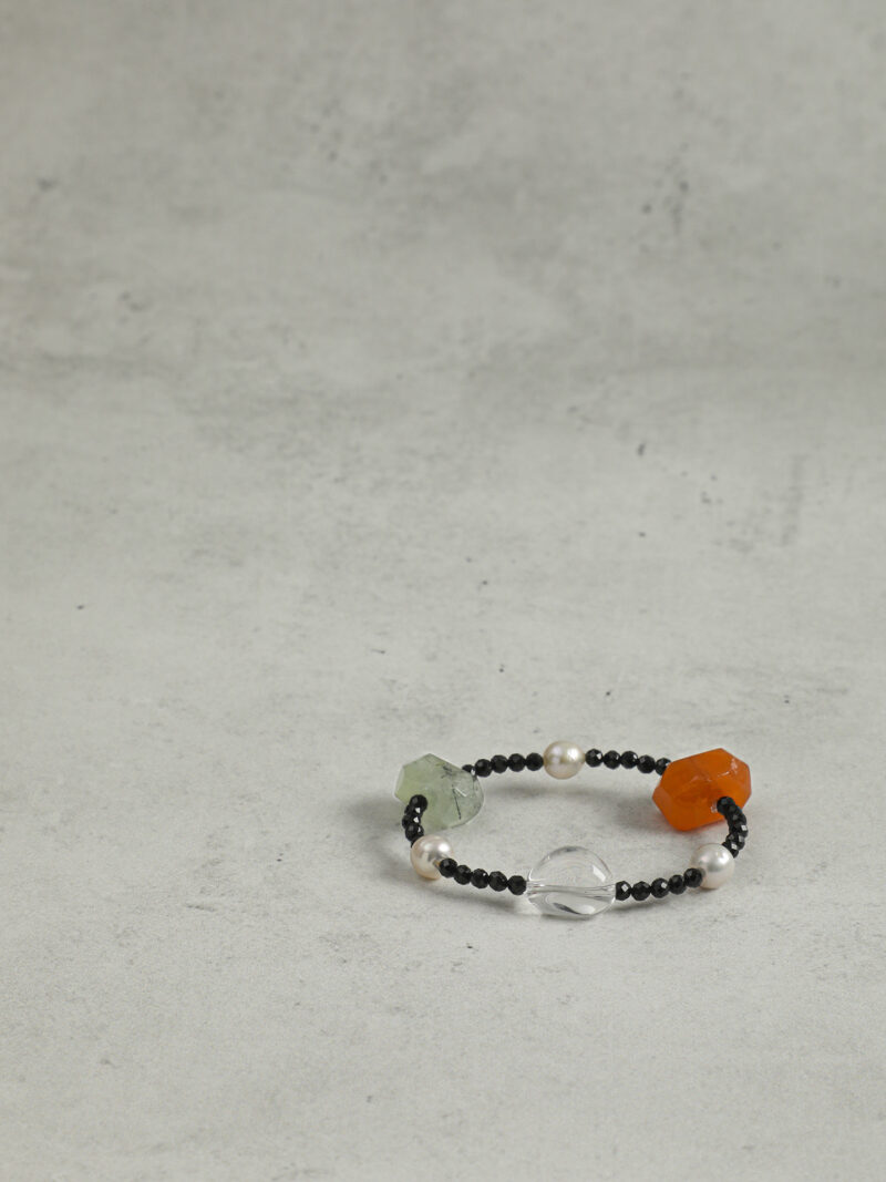 Original detail view of Clear Quartz, Agate, Tourmaline & Cultured Pearl Bracelet