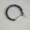 Original detail view of Blue-Veined Stone & Cultured Pearl Bracelet