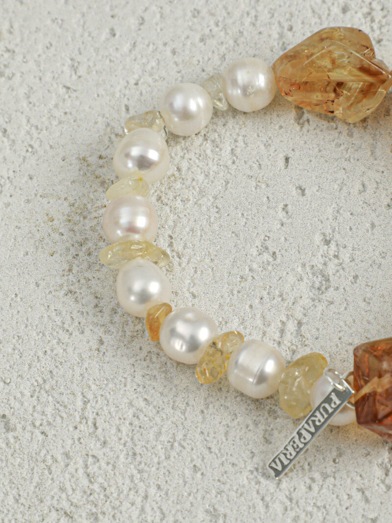 Aura & Qi detail 1J7A9760 Original detail view of Citrine & Cultured Pearl Bracelet