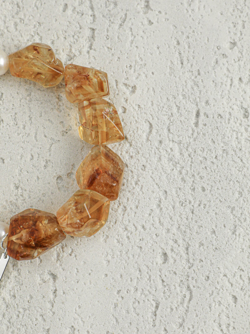 Aura & Qi detail 1J7A9763 Original detail view of Citrine & Cultured Pearl Bracelet