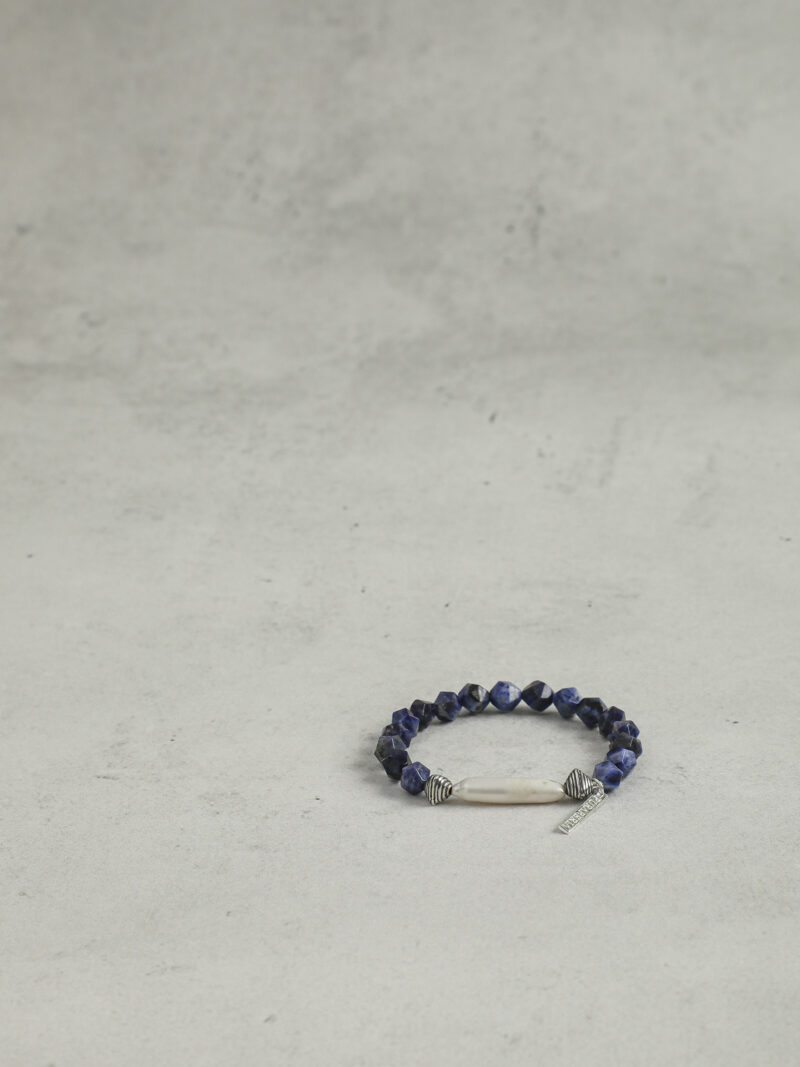 Original detail view of Blue-Veined Stone & Cultured Pearl Bracelet