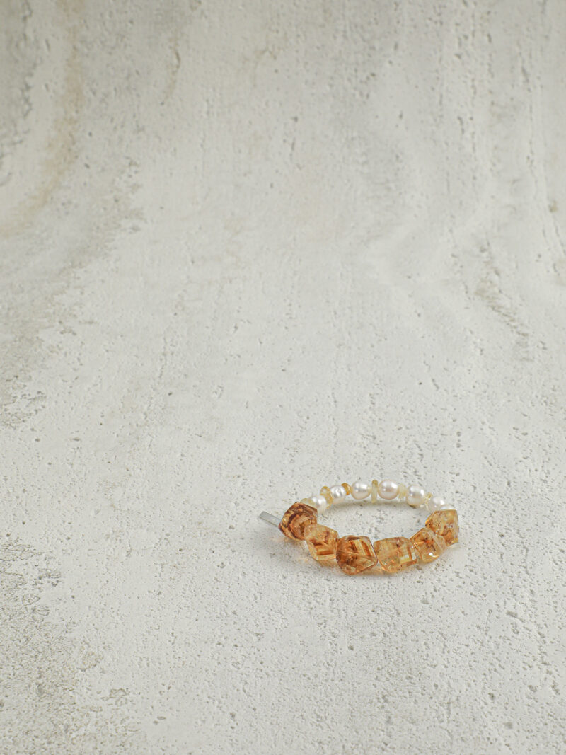 Aura & Qi detail 1J7A9772 Original detail view of Citrine & Cultured Pearl Bracelet
