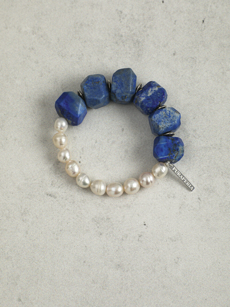 Original detail view of Lapis Lazuli & Cultured Pearl Bracelet