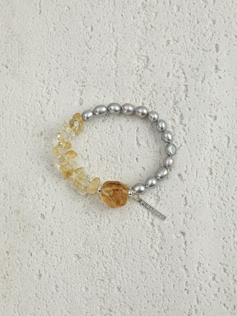 Aura & Qi detail 1J7A9781 Original detail view of Citrine & Cultured Pearl Bracelet