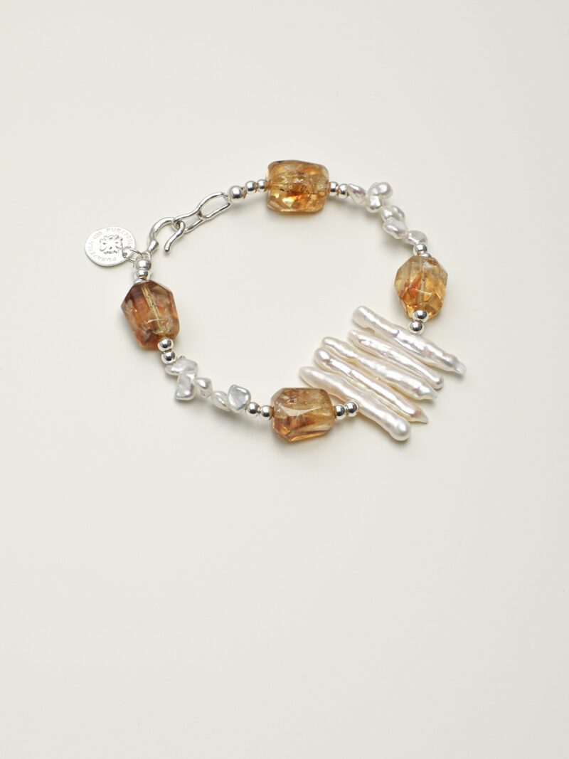 Original detail view of Citrine & Cultured Pearl Bracelet