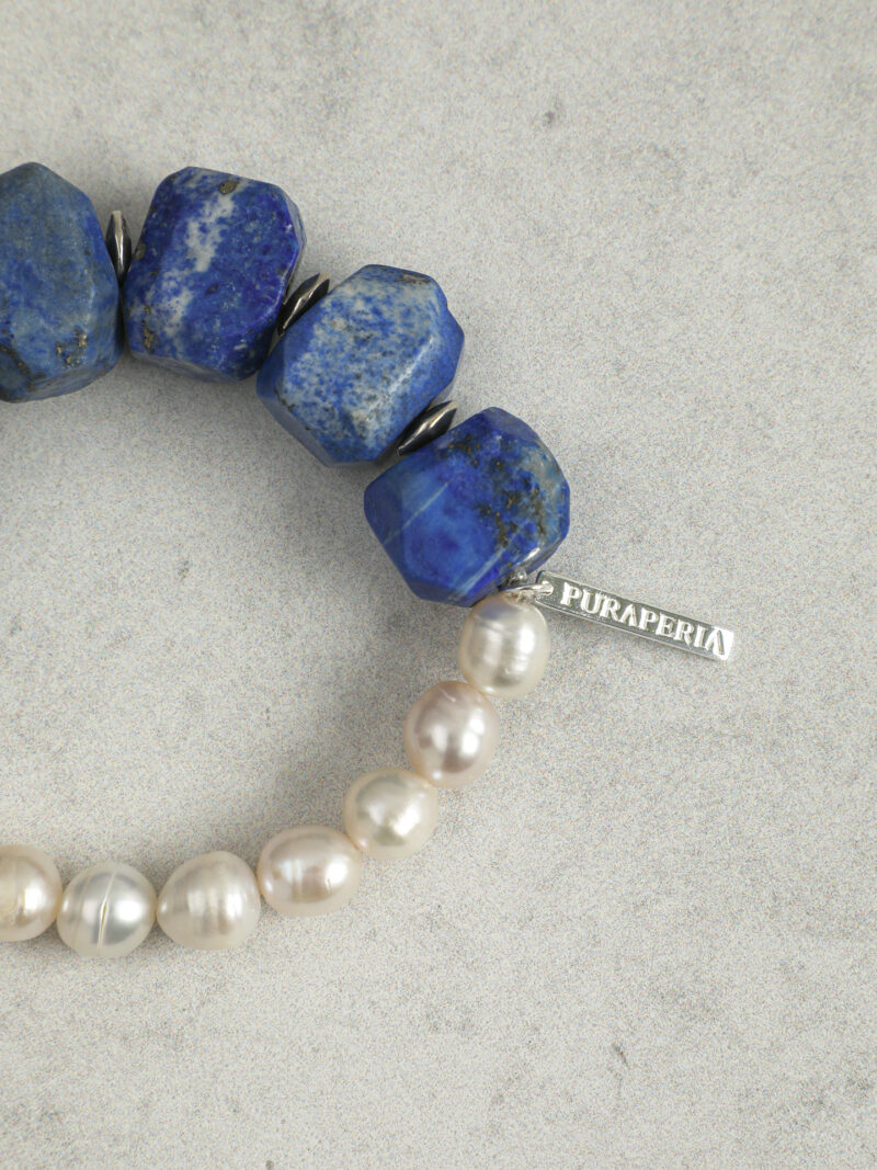 Original detail view of Lapis Lazuli & Cultured Pearl Bracelet