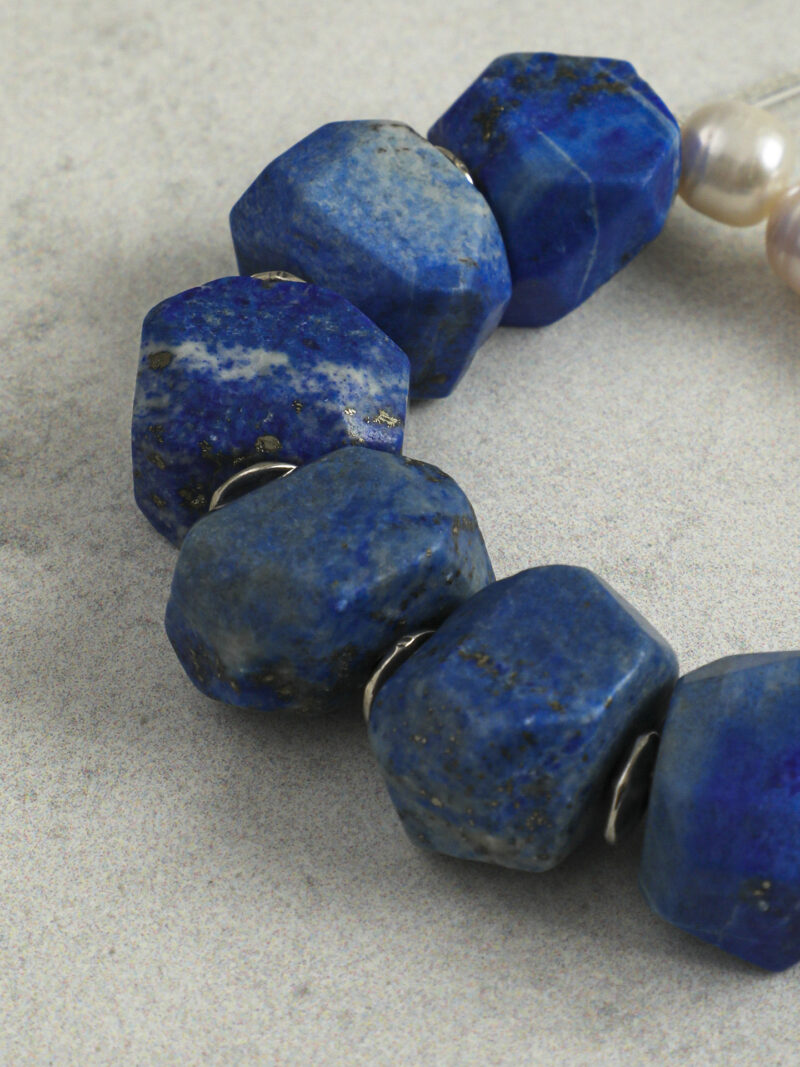 Original detail view of Lapis Lazuli & Cultured Pearl Bracelet