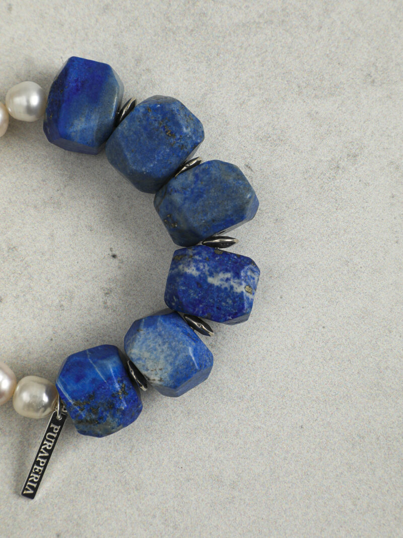 Original detail view of Lapis Lazuli & Cultured Pearl Bracelet